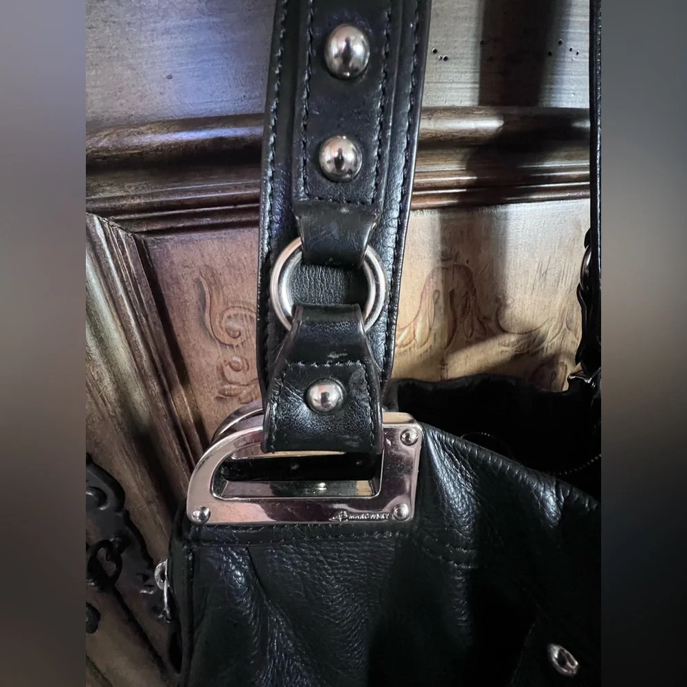 B.MAKOWSKY 100% Luxury Leather Black with Silver Hardware Animal Print Interior